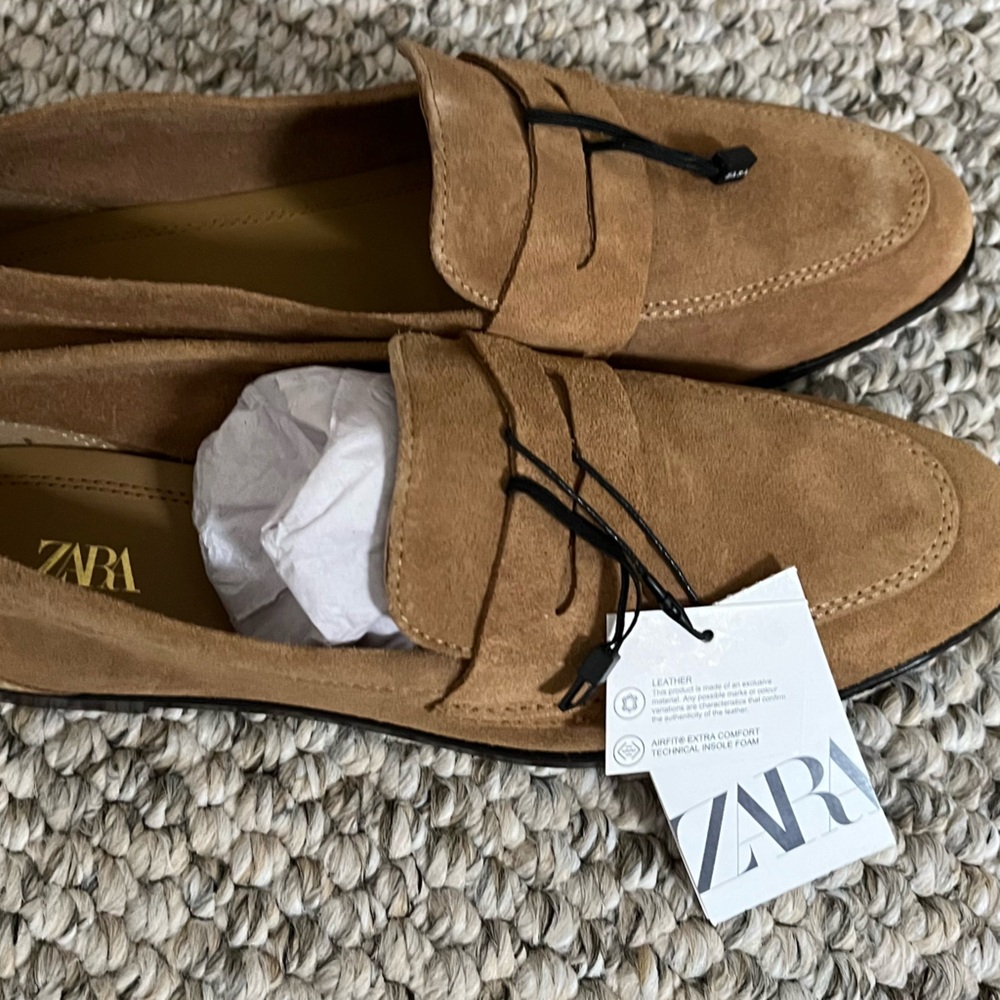 Zara Tan Loafers Slip-On Shoes